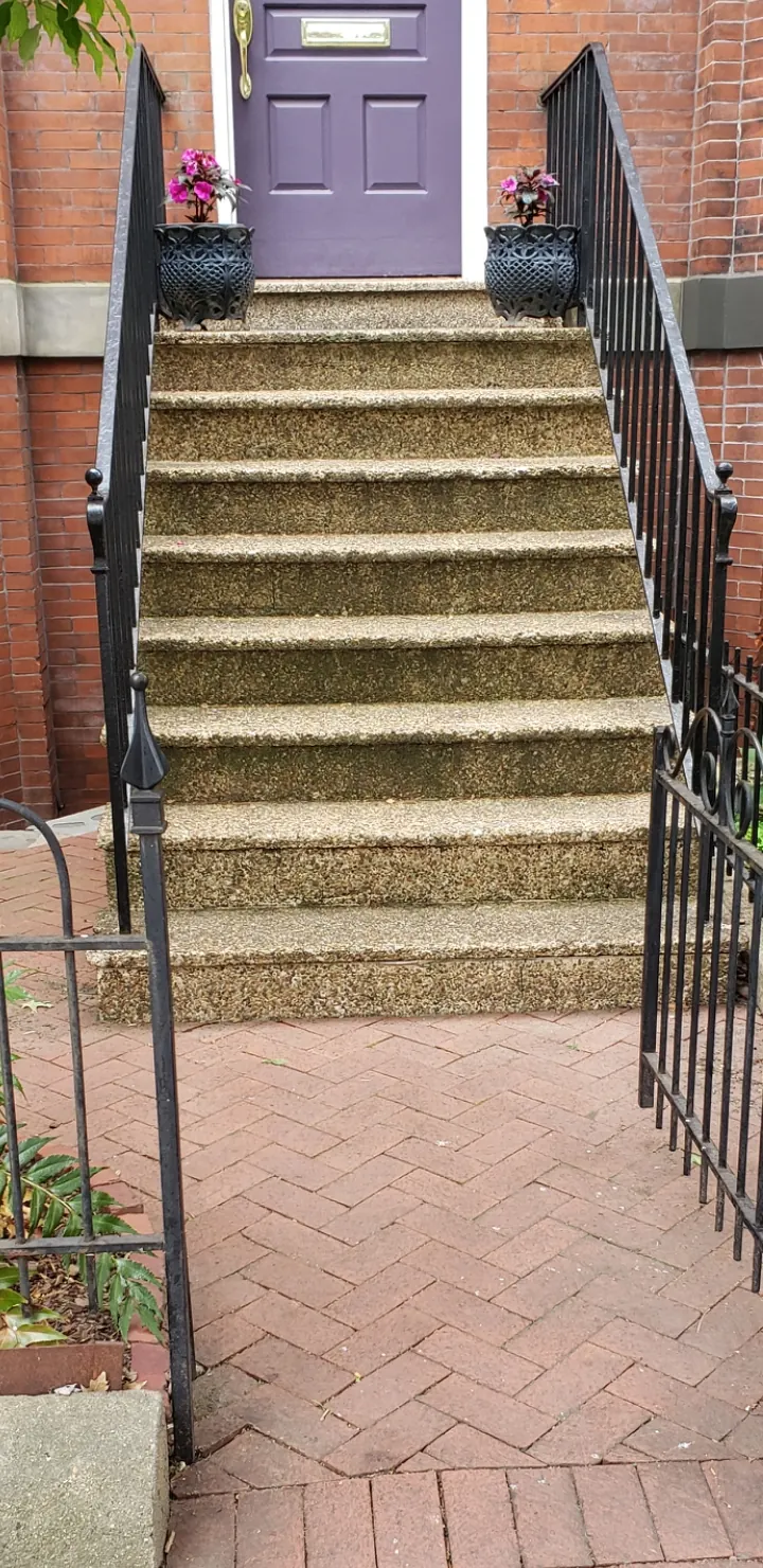 Painted front entry + brick steps — Eagle Remodeling Services
